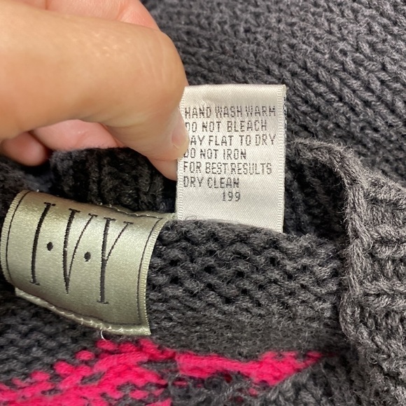 Vintage IVY 80s Abstract Black Colorful Knit Sweater Size Large - Picture 4 of 6